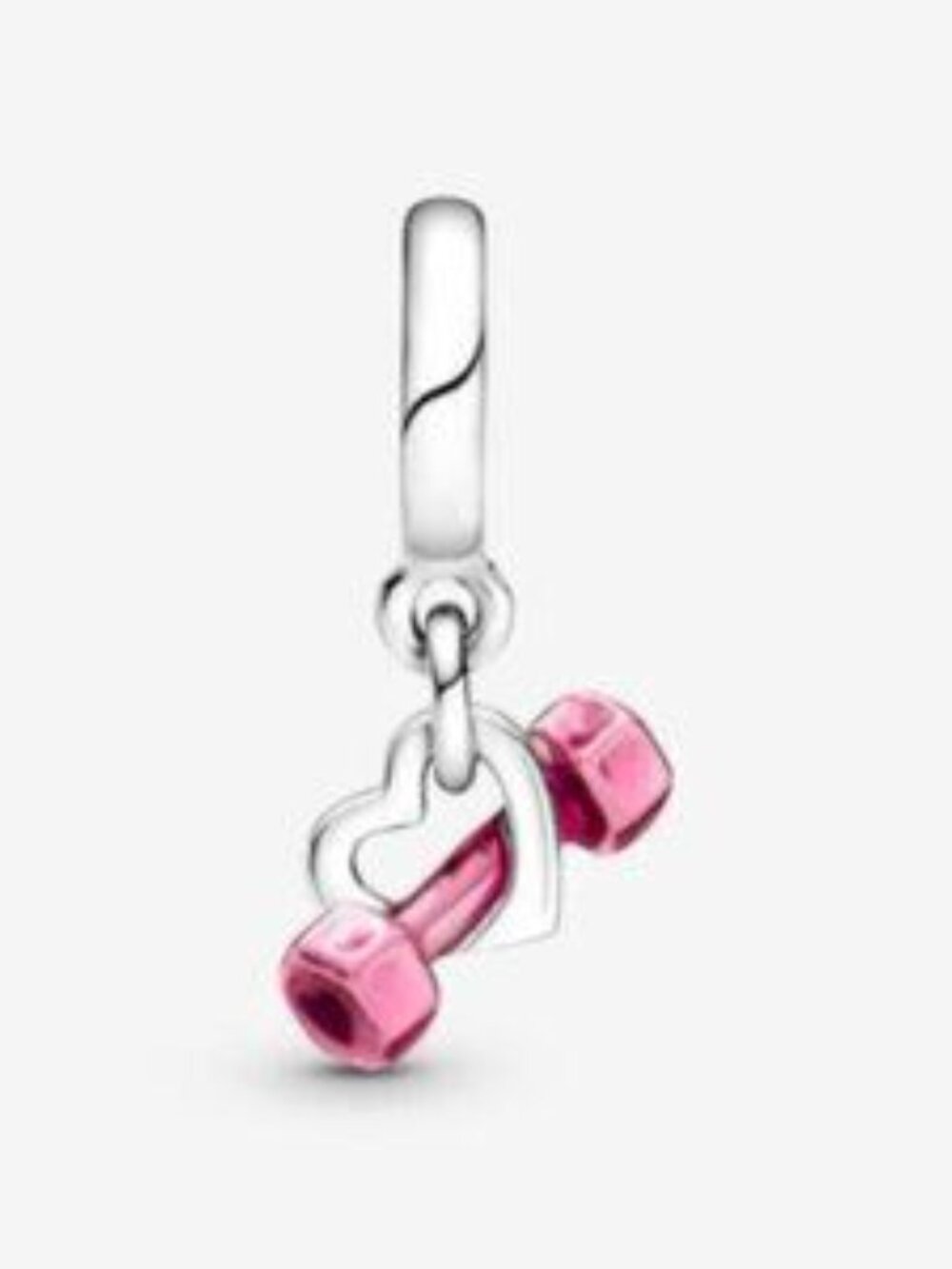Pandora Dumbbell & Heart Dangle Charm - Picture 3 of 4